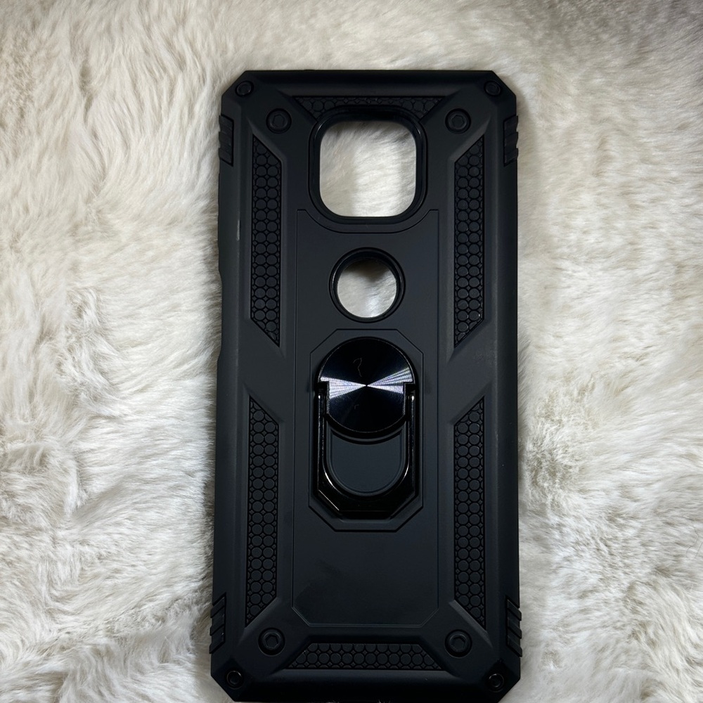 Black Rugged Phone Case with Ring Holder Motorola moto G power(2021) case